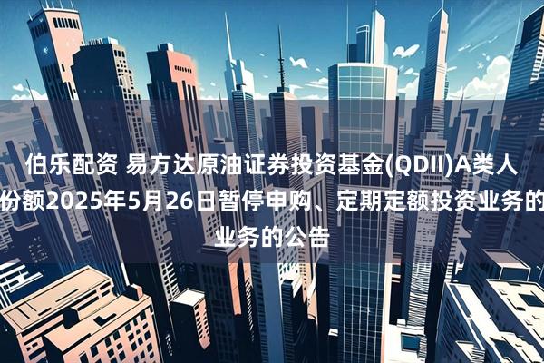伯乐配资 易方达原油证券投资基金(QDII)A类人民币份额2025年5月26日暂停申购、定期定额投资业务的公告