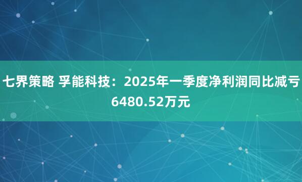 七界策略 孚能科技：2025年一季度净利润同比减亏6480.52万元
